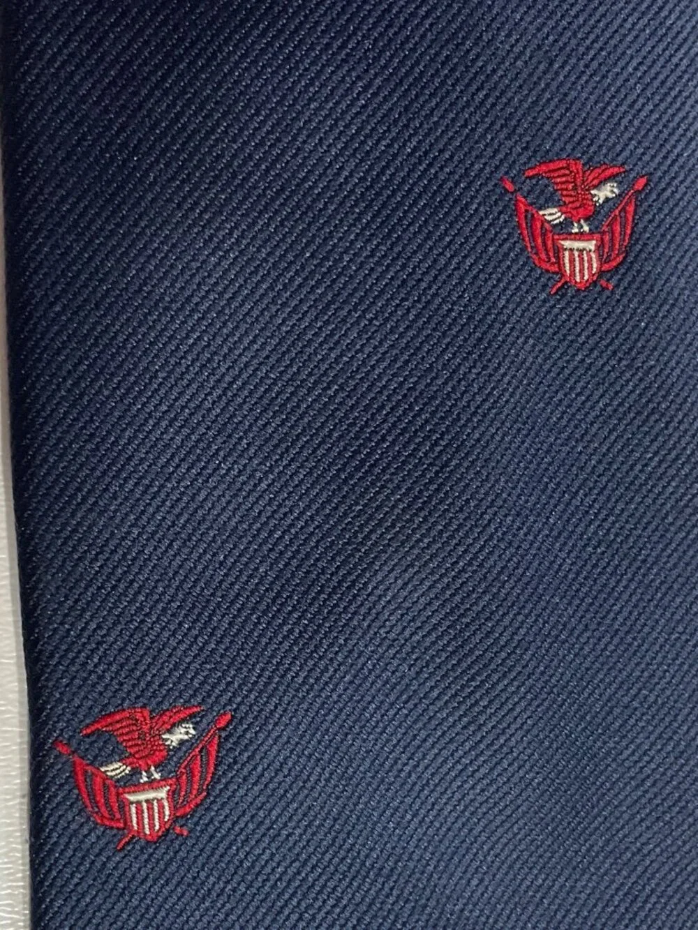Razor Mens Navy Blue Tie with Patriotic Eagle USA Embroidered Pattern